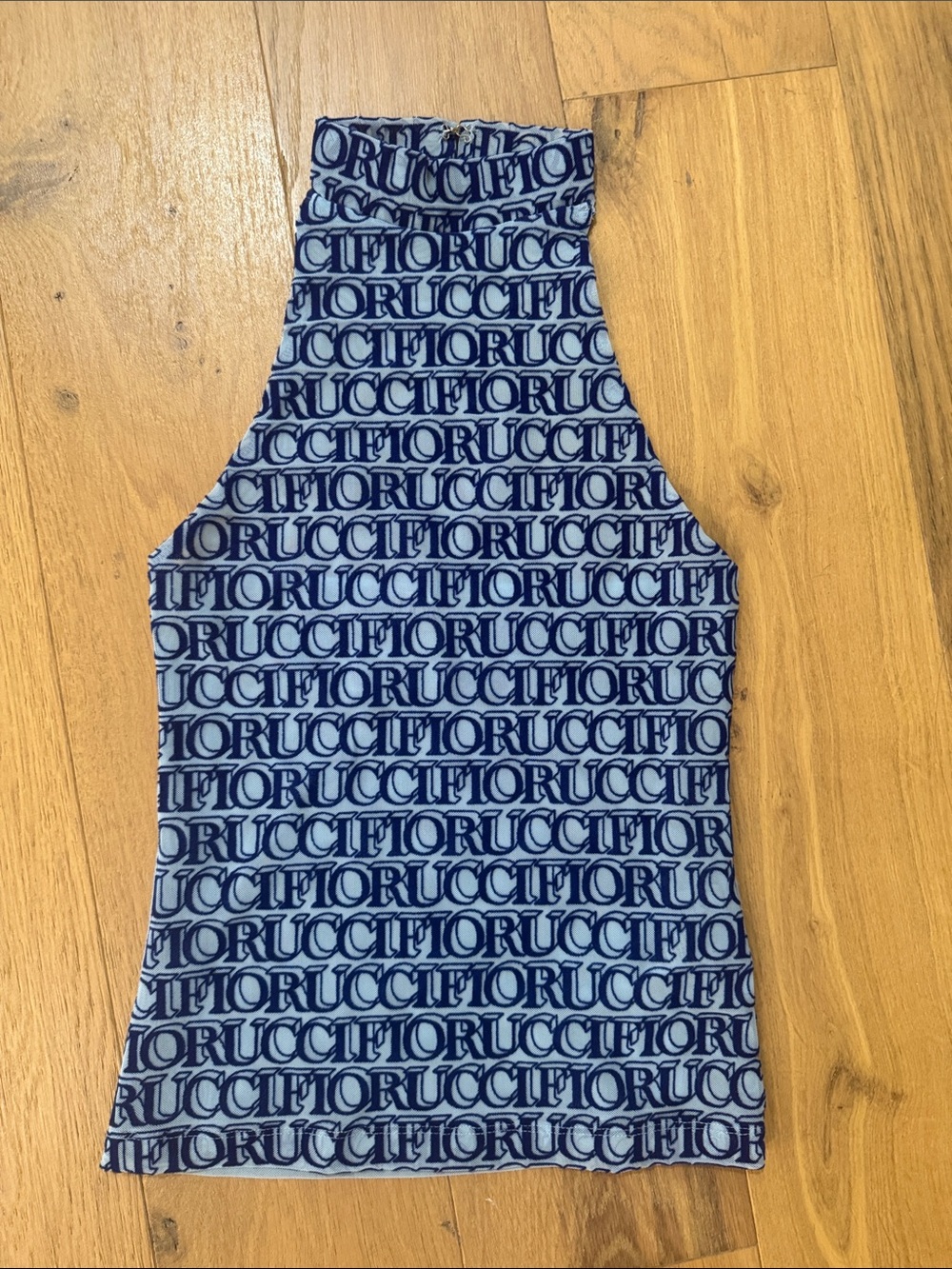 Fiorucci Blue Logo-Print Halter Tank Top